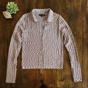 Cotton Candy LA | Collared Long Sleeve Top with 3-Button Closure, Size M